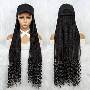 11 Long Bohemian Braided Baseball Cap Wig – Natural Black | Ready-to-Wear